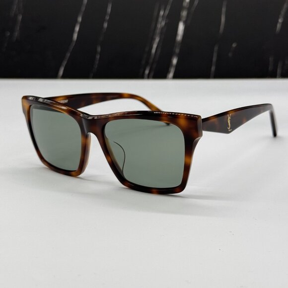 NEW SAINT LAURENT SLM104F 003 WOMEN CAT EYE HAVANA GREEN SUNGLASSES SL M104 003 - Picture 1 of 10